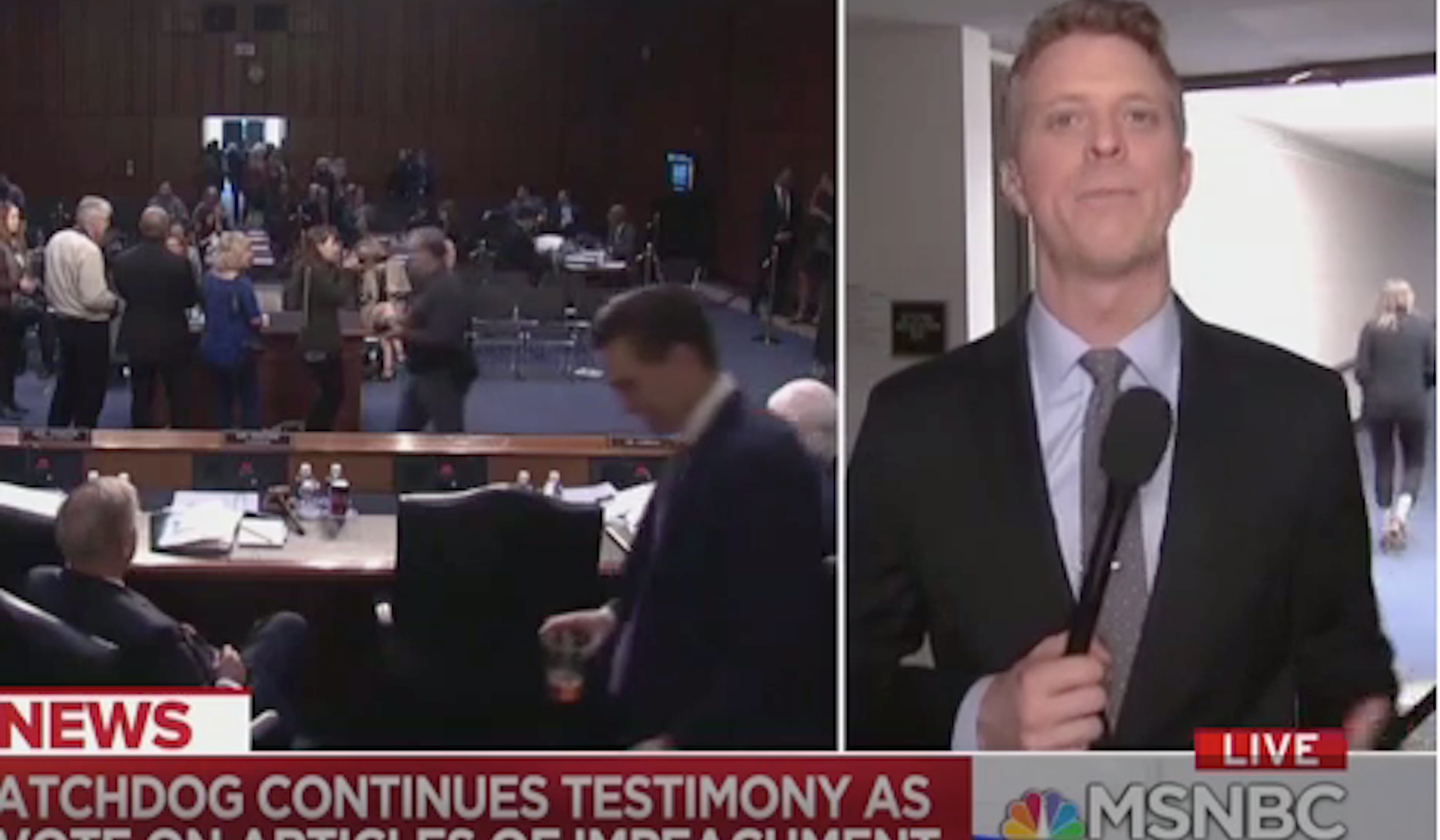 WATCH: Person yells ‘Epstein didn’t kill himself’ during live MSNBC impeachment coverage