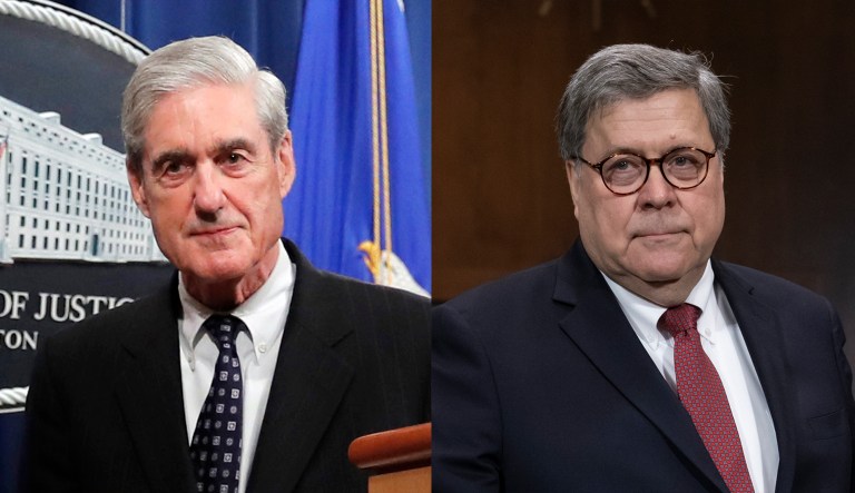 Robert Mueller and William Barr are pictured.