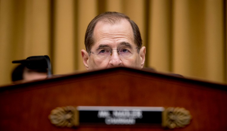 Judiciary Committee Chairman Jerrold Nadler, D-N.Y., sits in his chair as Attorney General William Barr does not appear before a House Judiciary Committee hearing on Capitol Hill in Washington, Thursday, May 2, 2019. 