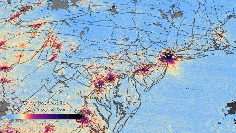 This visualization shows nitrogen dioxide over North America.