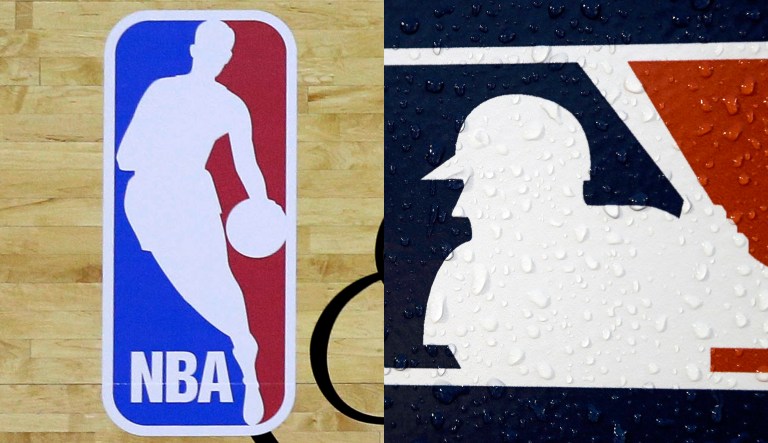 The logos for the NBA and the MLB are shown.