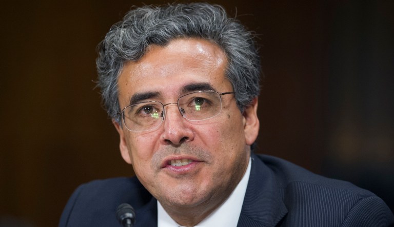 Solicitor General nominee Noel Francisco testifies before the Senate Judiciary Committee's hearing on his nomination, on Capitol Hill in Washington, Wednesday, May 10, 2017.