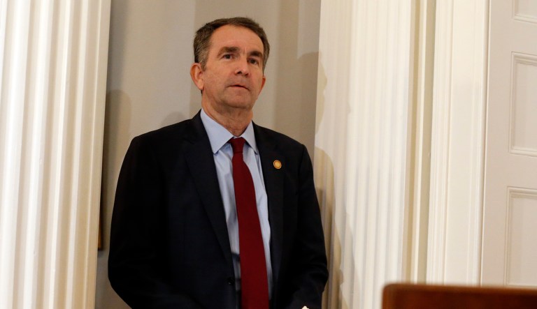 Virginia Gov. Ralph Northam arrives for a news conference in the Governor's Mansion in Richmond, Va., on Saturday, Feb. 2, 2019.