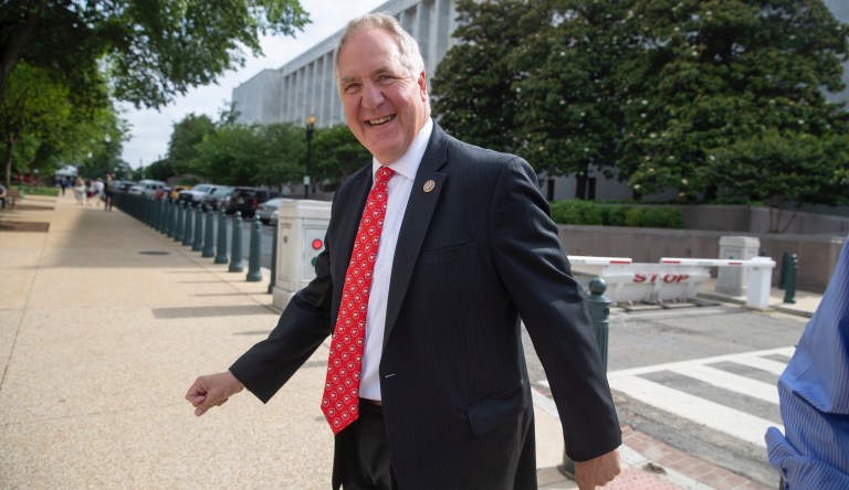 Rep. John Shimkus, R-Ill., leaves a closed-door GOP meeting on immigration, on Capitol Hill in Washington, Wednesday, June 13, 2018. Speaker of the House Paul Ryan, R-Wis.