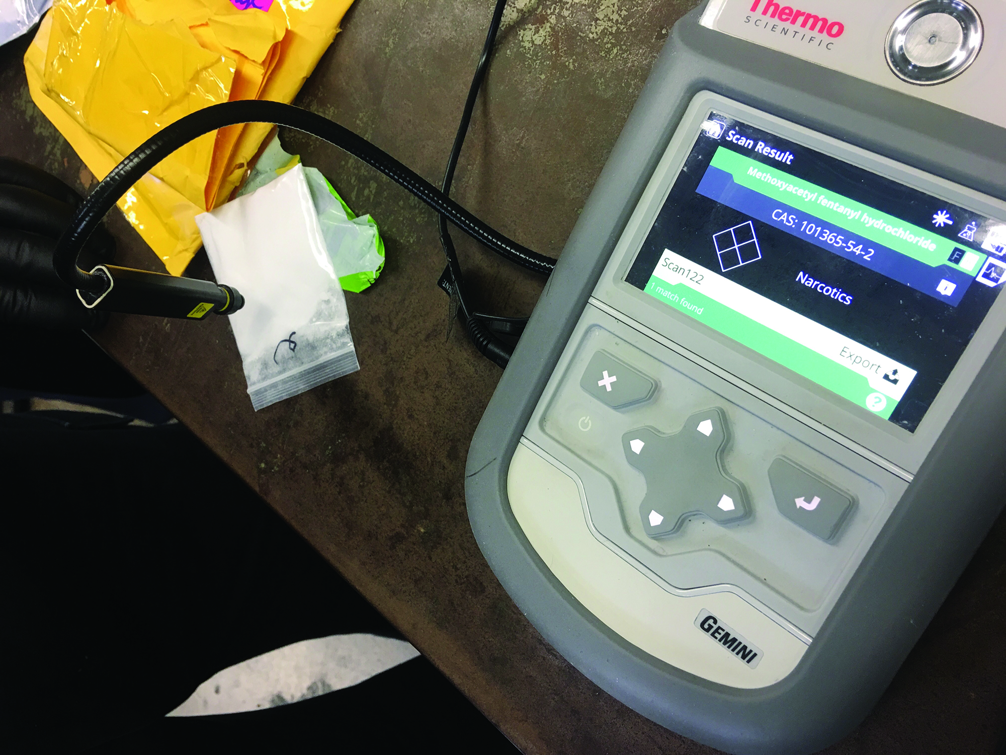 In the past few years, ports have begun using a handheld digital tool to test substances and make immediate determinations of what is inside plastic bags. The machine gives officers an instant answer as to what they are looking at, preventing them from having to open the bag and exposing themselves to the dangerous substance.