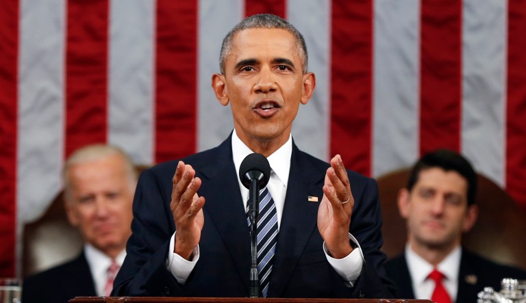 President Barack Obama delivers his State of the Union address before a joint session of Congress on Capitol Hill in Washington, Tuesday, Jan. 12, 2016.