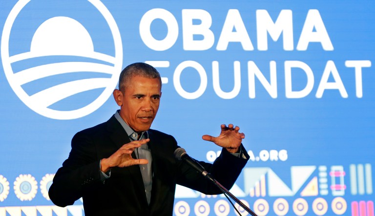 Former US President Barack Obama speaks during his town hall for the Obama Foundation at the African Leadership Academy in Johannesburg, South Africa, Wednesday, July 18, 2018.
