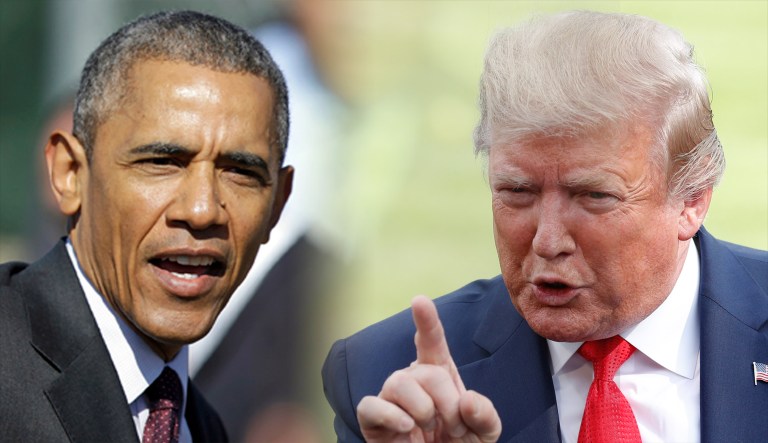 President Trump and Barack Obama are seen.