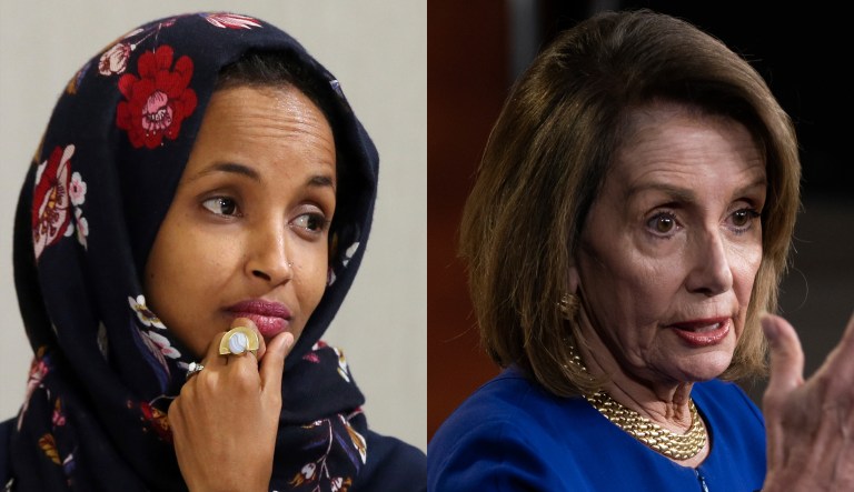 Ilhan Omar and Nancy Pelosi.