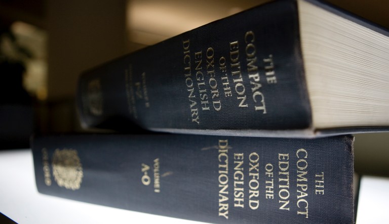 An Oxford English Dictionary is shown at the headquarters of the Associated Press in New York on Sunday, Aug. 29, 2010. 