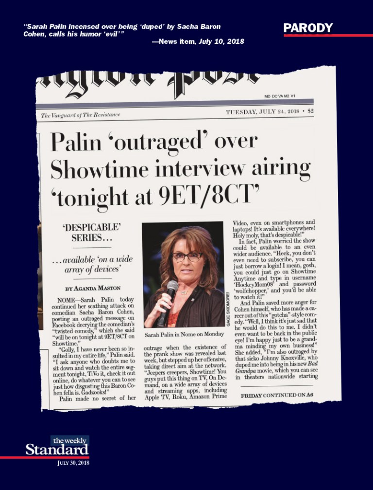 Sarah Palin, Sandbagged