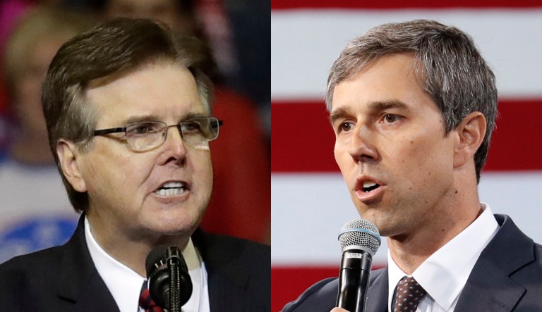 Dan Patrick and Beto O'Rourke are shown.