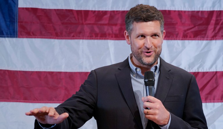 Democratic candidate Pat Ryan speaks during a campaign rally, Monday, Aug. 22, 2022, in Kingston, N.Y.
