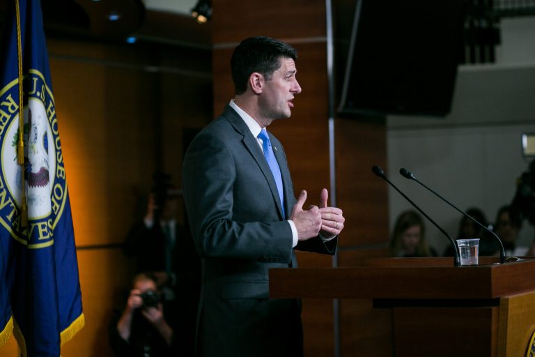 House Speaker Paul Ryan, R-WI, announces that he will not run for re-election at the end of this term, Wednesday, April 11, 2018, during a news conference on Capitol Hill. 