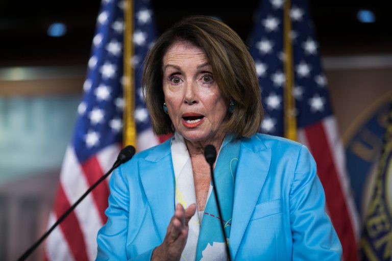 House Minority Leader Nancy Pelosi, D-CA, speaks during her weekly press conference on Capitol Hill, Thursday, July 26, 2018.