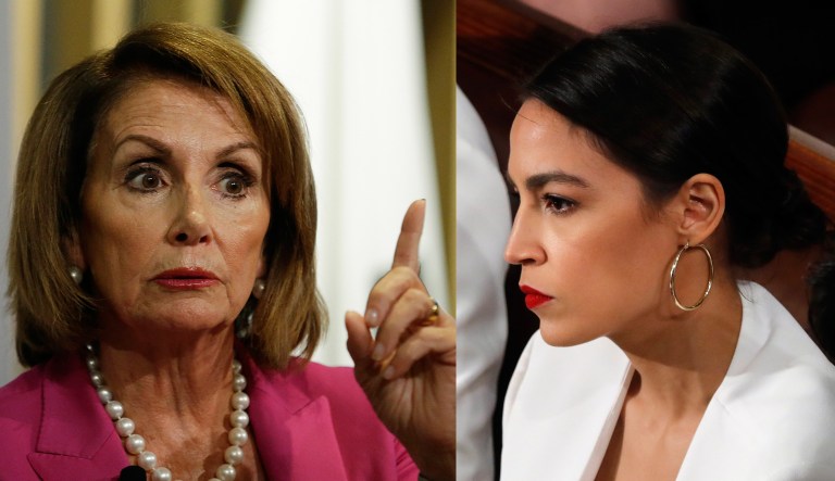 Nancy Pelosi and Alexandria Ocasio-Cortez are shown.