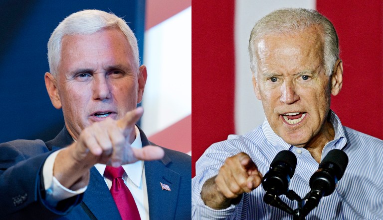 Mike Pence and Joe Biden are pictured.