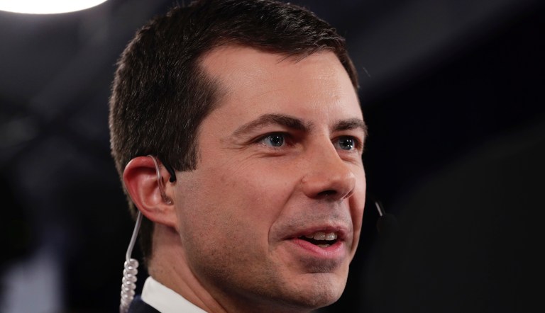 South Bend Mayor Pete Buttigieg talks to the media in the spin room following the Democratic presidential primary debate hosted by ABC on the campus of Texas Southern University Thursday, Sept. 12, 2019, in Houston.                                                                                                                                                                                                                                                                                          