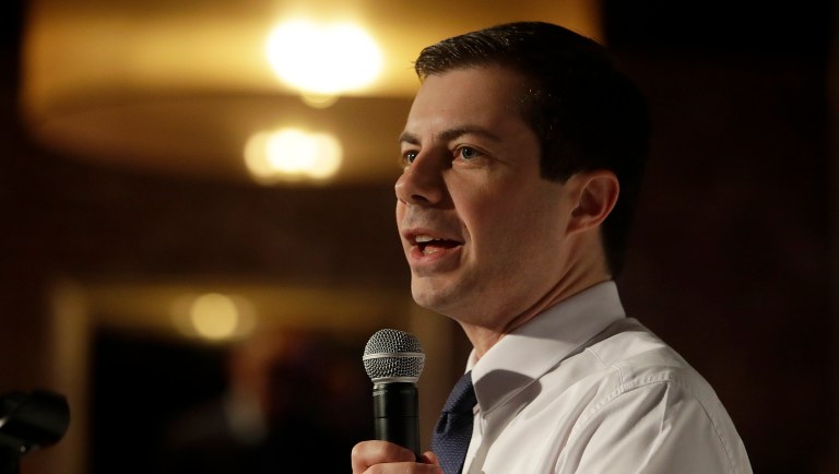 Democratic presidential candidate Pete Buttigieg, the mayor of South Bend, Ind., speaks at an SEIU event before the 2019 California Democratic Party State Organizing Convention in San Francisco, Saturday, June 1, 2019. 