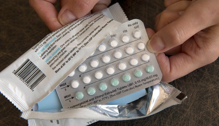 A one-month dosage of hormonal birth control pills is displayed Friday, Aug. 26, 2016, in Sacramento, Calif.
