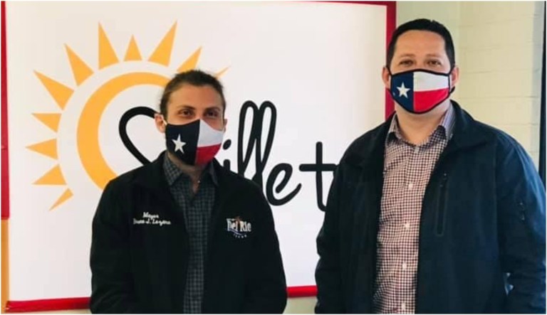 Del Rio Texas Mayor Bruno Lozano at Skilletâs restaurant in his hometown with Texas Rep. Tony Gonzales.