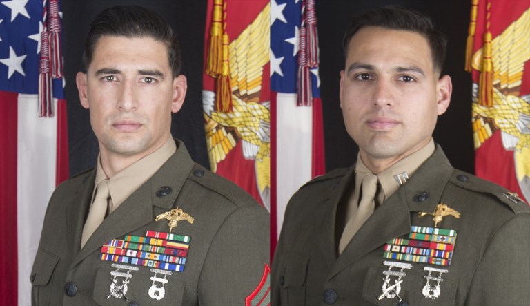 Gunnery Sgt. Diego Pongo (left) and Capt. Moises Navas (right) are seen.