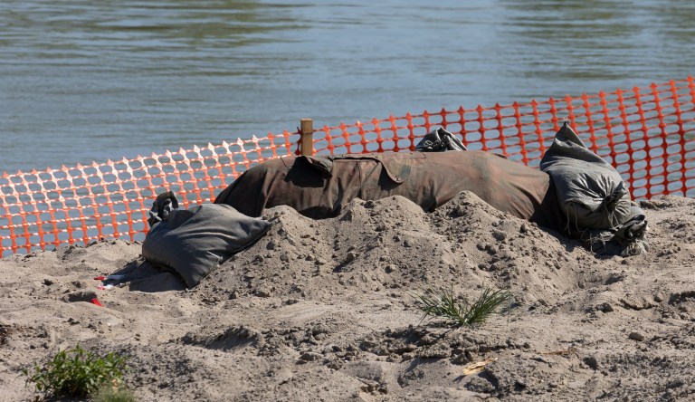 A WWII bomb was destroyed on Sunday after being found last month due to low water levels cause by an extreme drought in Italy. (Photo by Nicola Ciancaglini/Ciancaphoto Studio/Getty Images)