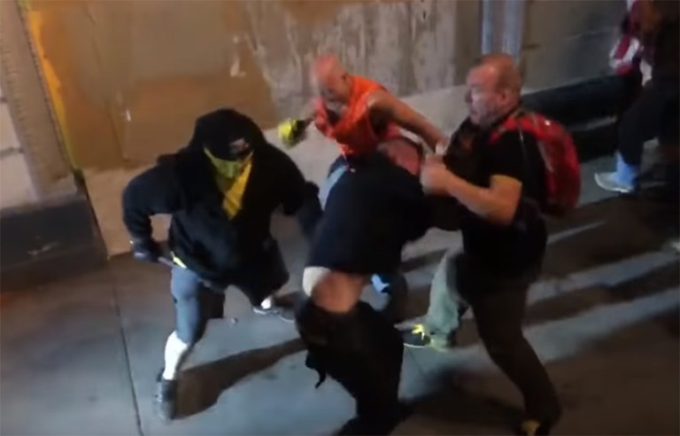 Bear spray, clubs used in violent clashes between protesters in Portland