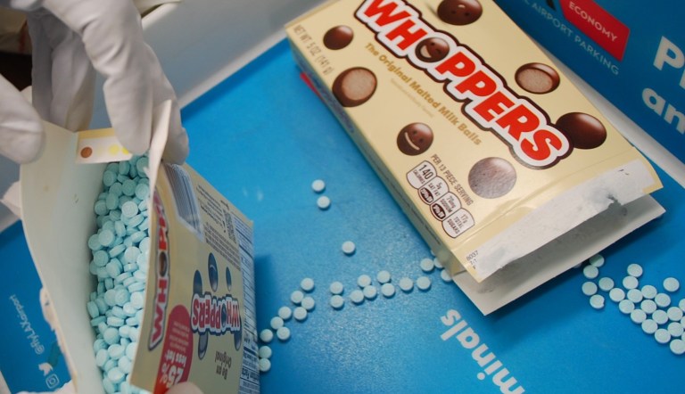 Synthetic fentanyl pills were found inside packages of candy by Transportation Security Administration officers at Los Angeles International Airport on October 19, 2022.