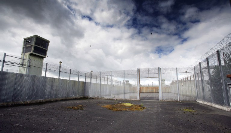 A watch tower overlooks the H-Block 4 exercise yard of the former Maze Prison in Northern Ireland, U.K., Monday, Aug. 13, 2007. 