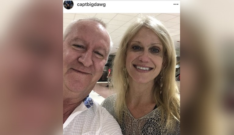 A pilot and Kellyanne Conway are seen.