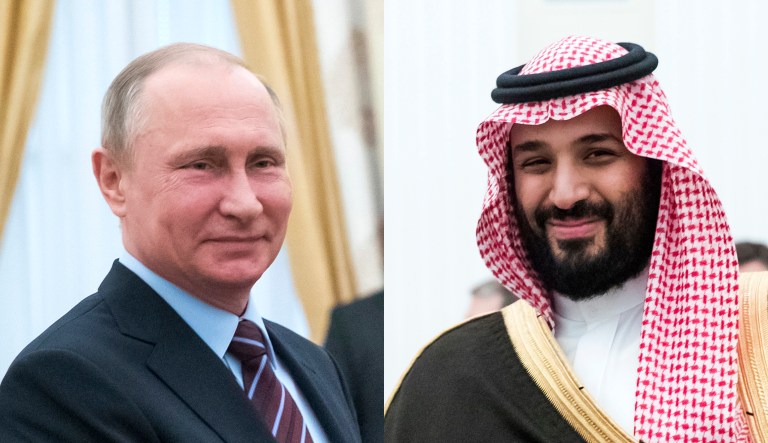 Russian President Vladimir Putin and Saudi Crown Prince Mohammed bin Salman are pictured.
