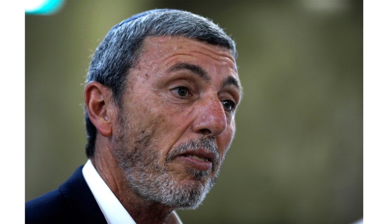 Israeli Education Minister Rafi Peretz arrives to attend a weekly cabinet meeting in Jerusalem, Monday, June 24, 2019. 