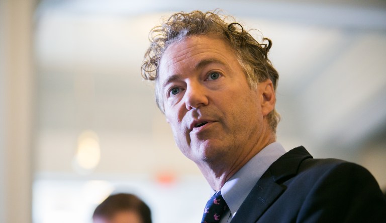 Sen. Rand Paul, R-KY, speaks at a news conference on Capitol Hill, Monday, September 26, 2017, about the latest Republican effort to replace Obamacare. 