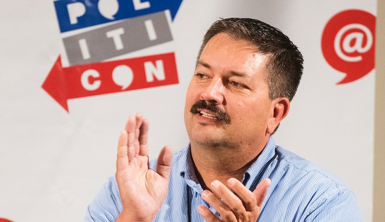 Randy Bryce attends Politicon at The Pasadena Convention Center on Sunday, Aug. 30, 2017, in Pasadena, Calif.