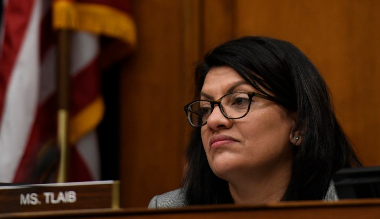 Rep. Rashida Tlaib, D-Mich., listesn during a House Oversight and Reform subcommittee hearing on PFAS chemicals and their risks on Wednesday, March 6, 2019, on Capitol Hill in Washington.