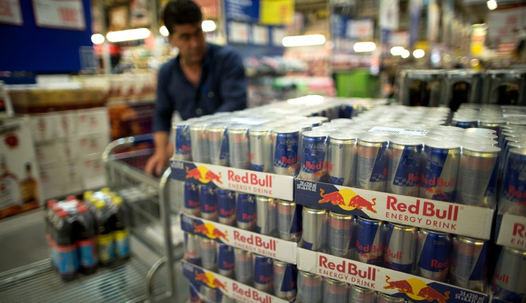 Packaged trays of Red Bull energy drink sit in a shopping aisle inside a Metro Cash & Carry store, the Russia unit of Metro AG, in Moscow, Russia, on Friday, Aug. 29, 2014. Metro Cash & Carry has warned that domestic food suppliers are trying to increase some food prices as local produce is substituted for EU, Norwegian and U.S. equivalents which have been sanctioned.