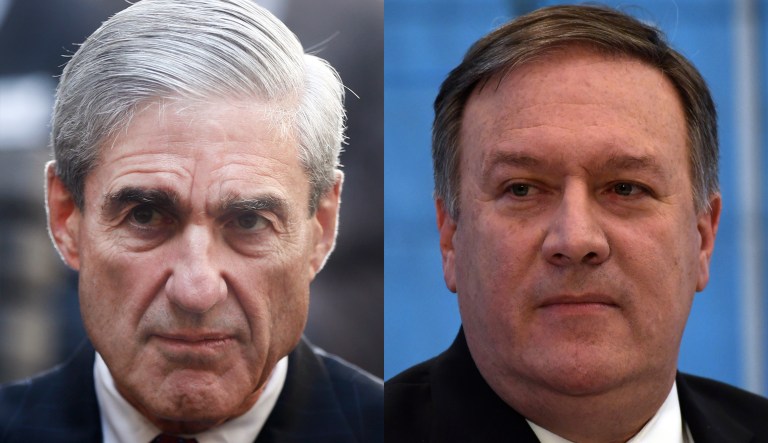 Robert Mueller and Mike Pompeo.