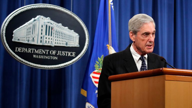 Special counsel Robert Muller speaks at the Department of Justice Wednesday, May 29, 2019, in Washington, about the Russia investigation. 