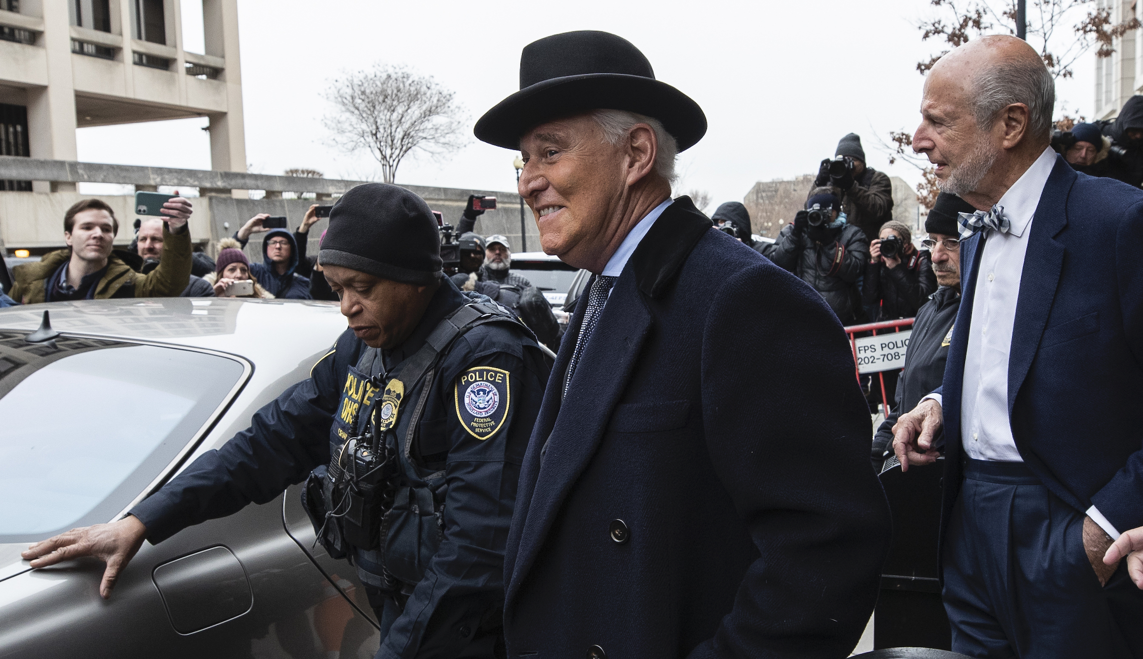 Roger Stone greeted by ‘Lock him up!’ chant after getting 40-month prison sentence