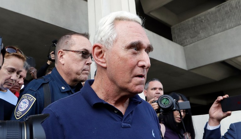 Roger Stone, a confidant of President Donald Trump, leaves the federal courthouse following a hearing, Friday, Jan. 25, 2019, in Fort Lauderdale, Fla. Stone was arrested Friday in the special counsel's Russia investigation and was charged with lying to Congress and obstructing the probe.