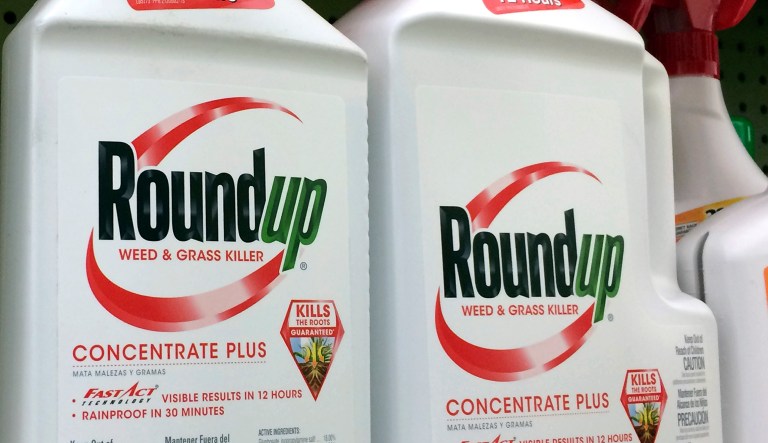 FILE - In this Jan. 26, 2017, file photo, containers of Roundup, a weed killer made by Monsanto, is seen on a shelf at a hardware store in Los Angeles. Republican lawmakers are threatening to cut off U.S. funding for the World Health Organizationâs cancer research program over its finding that the glyphosate herbicide Roundup is probably carcinogenic to humans.