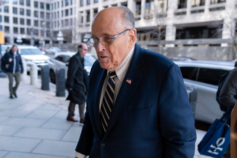 Former Mayor of New York Rudy Giuliani arrives at the federal courthouse in Washington, Wednesday, Dec. 13, 2023. (AP Photo/Jose Luis Magana)