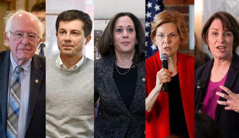 Bernie Sanders, Pete Buttigieg, Kamala Harris, Elizabeth Warren, Amy Klobuchar
