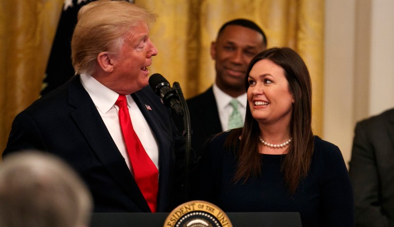Trump makes surprise appearance at Sarah Sanders campaign event