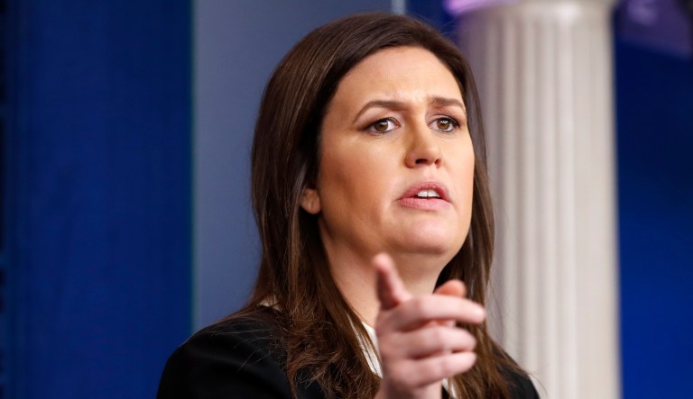 White House Press Secretary Sarah Huckabee Sanders speaks during a news briefing at the White House in Washington, Tuesday, Dec. 18, 2018.