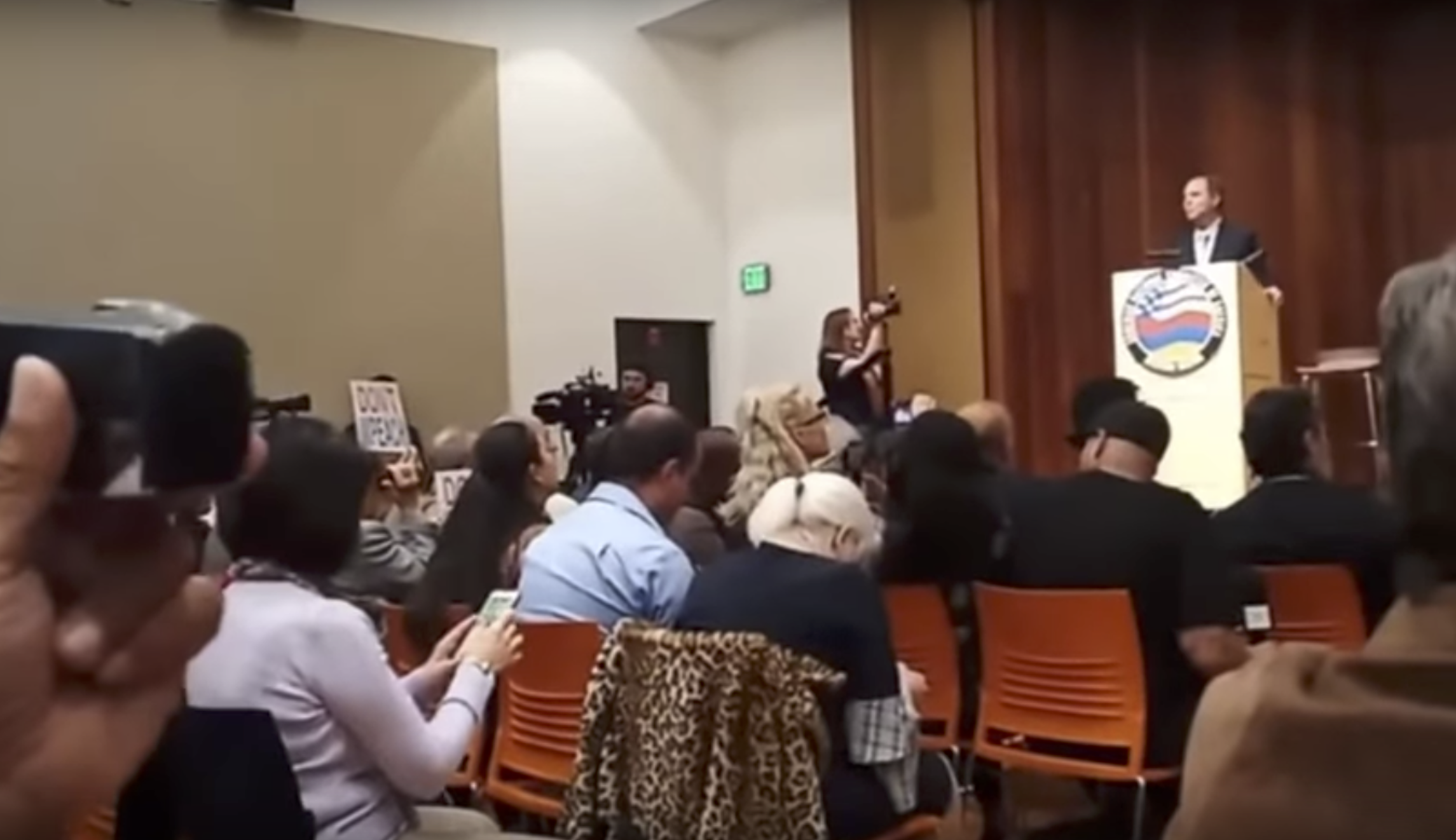 WATCH: Scuffles ensue as anti-impeachment protesters interrupt Schiff town hall