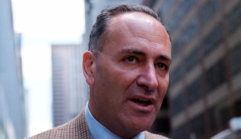 U.S. Sen. Charles Schumer, D-N.Y., makes a brief statement to the media about U.S. and NATO involvement in Kosovo Sunday, April 18, 1999, in New York. Schumer said that he strongly opposes any use of ground troops to stop the slaughter in Kosovo.