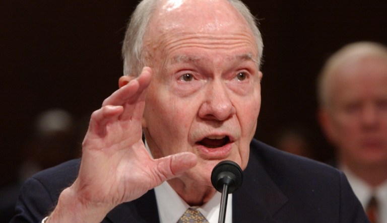 Former National Security Adviser Brent Scowcroft testifies on Capitol Hill in Washington, Thursday, Feb. 1, 2007, before the Senate Foreign Relations Committee hearing on options in  Iraq.
