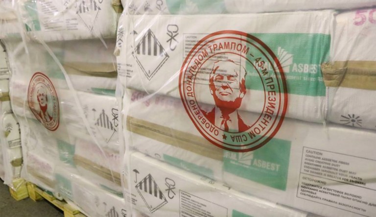 Russia’s largest asbestos company thanks Trump by using his image